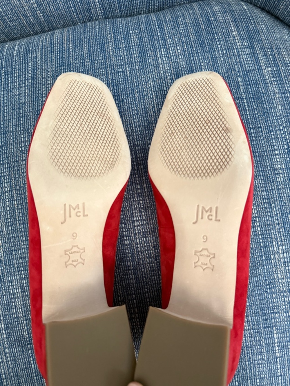 Red Suede Block Heel Square toe- EUC - Picture 7 of 7